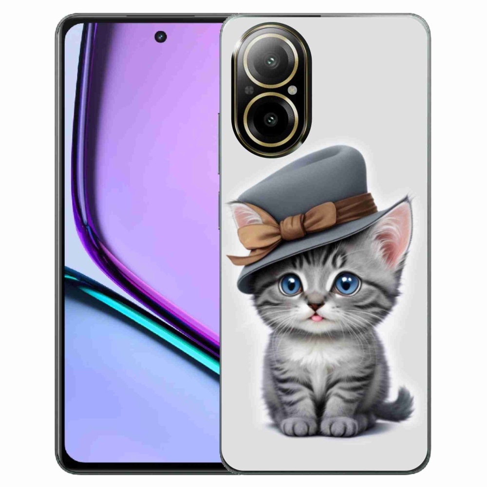 Gelový kryt mmCase na Realme C67 - kotě s kloboukem