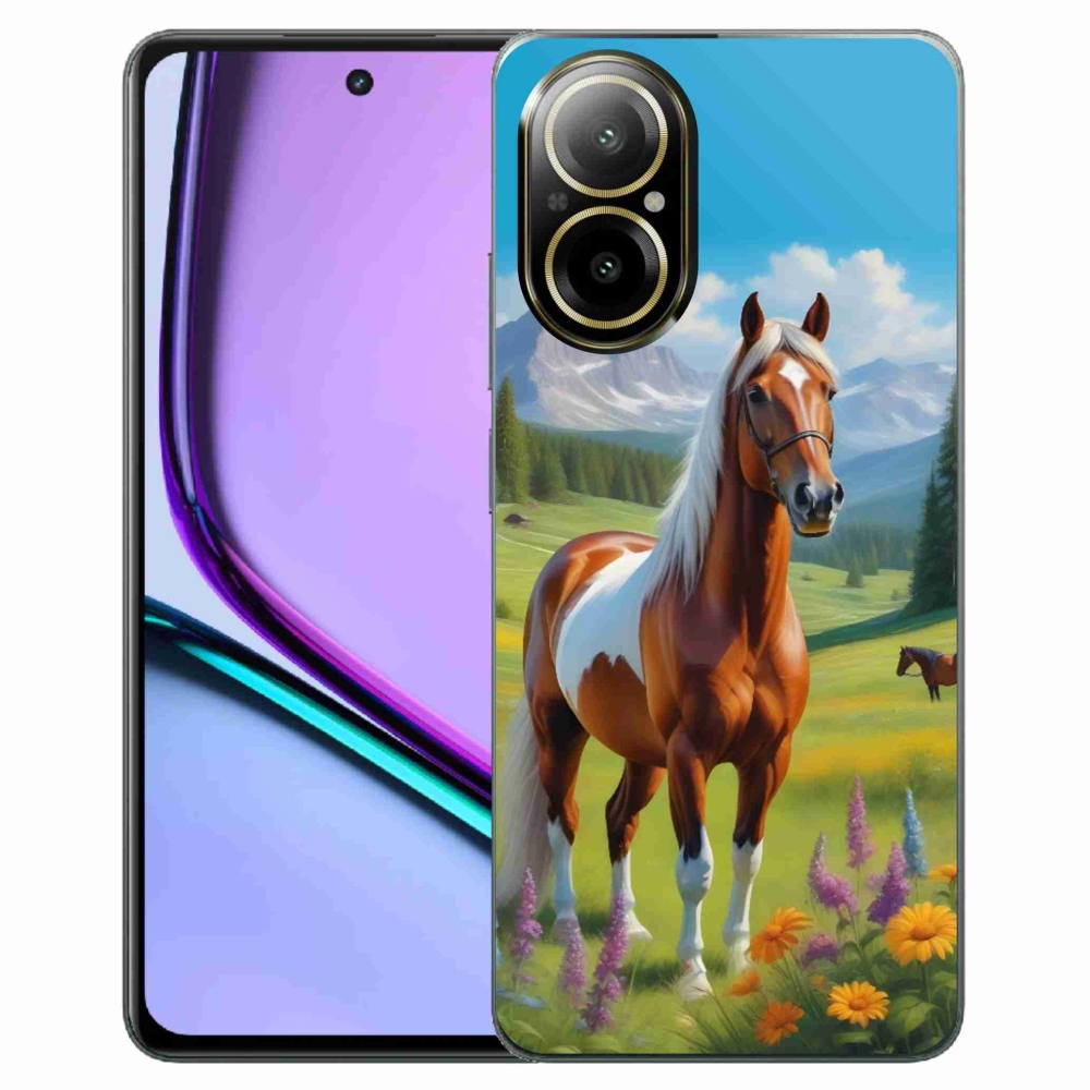 Gelový kryt mmCase na Realme C67 - kůň na louce
