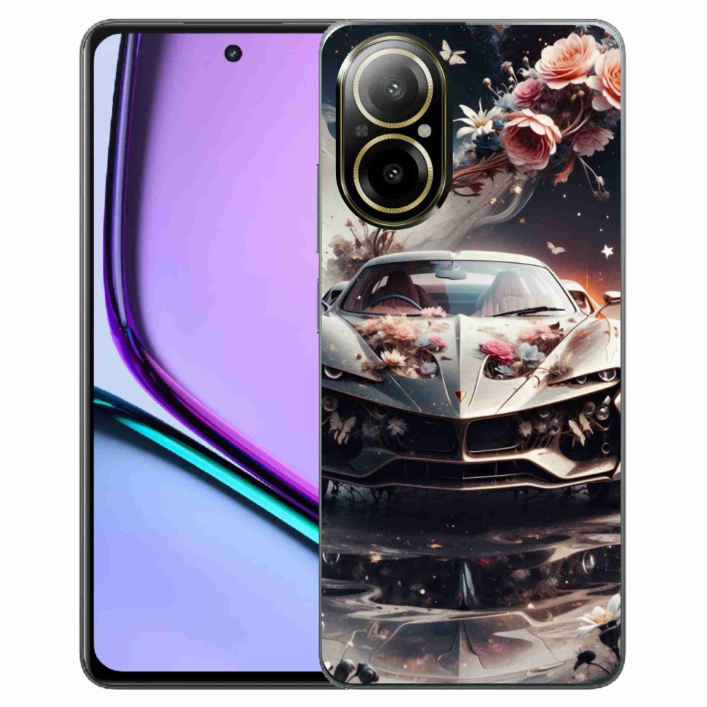 Gelový kryt mmCase na Realme C67 - květinový sportovní vůz