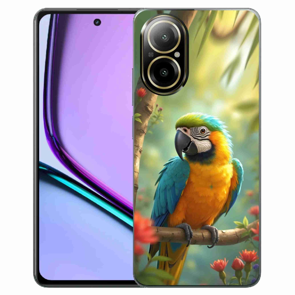 Gelový kryt mmCase na Realme C67 - papoušek ara modrožlutá