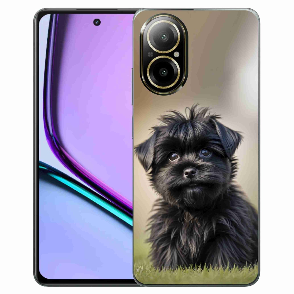 Gelový kryt mmCase na Realme C67 - roztomilý černý pejsek