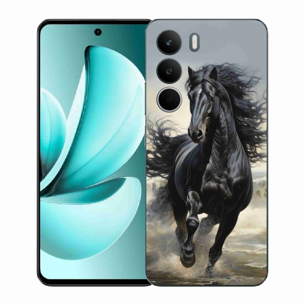 Gelový kryt mmCase na Realme C71 - běžící černý kůň