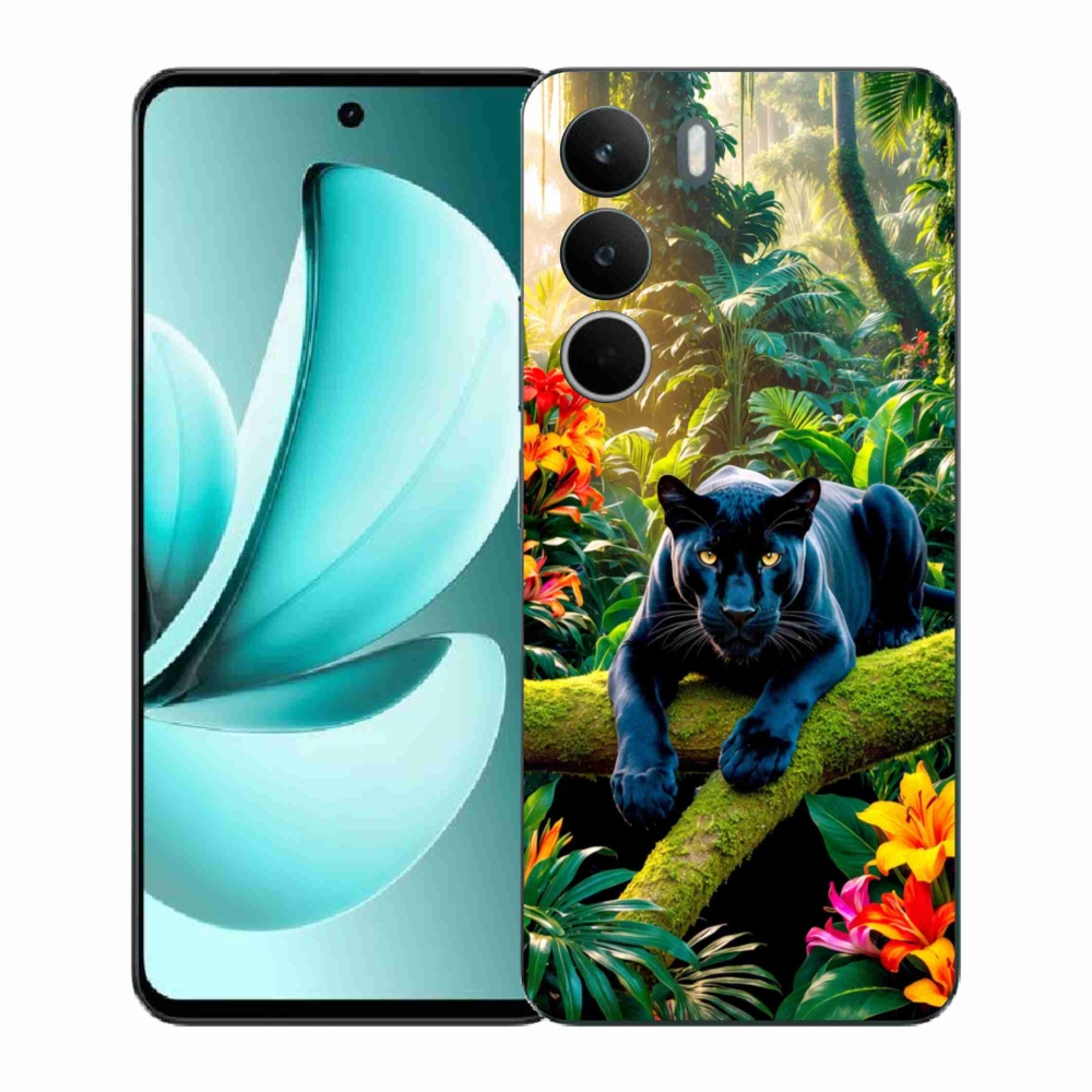 Gelový kryt mmCase na Realme C71 - černý panter v džungli