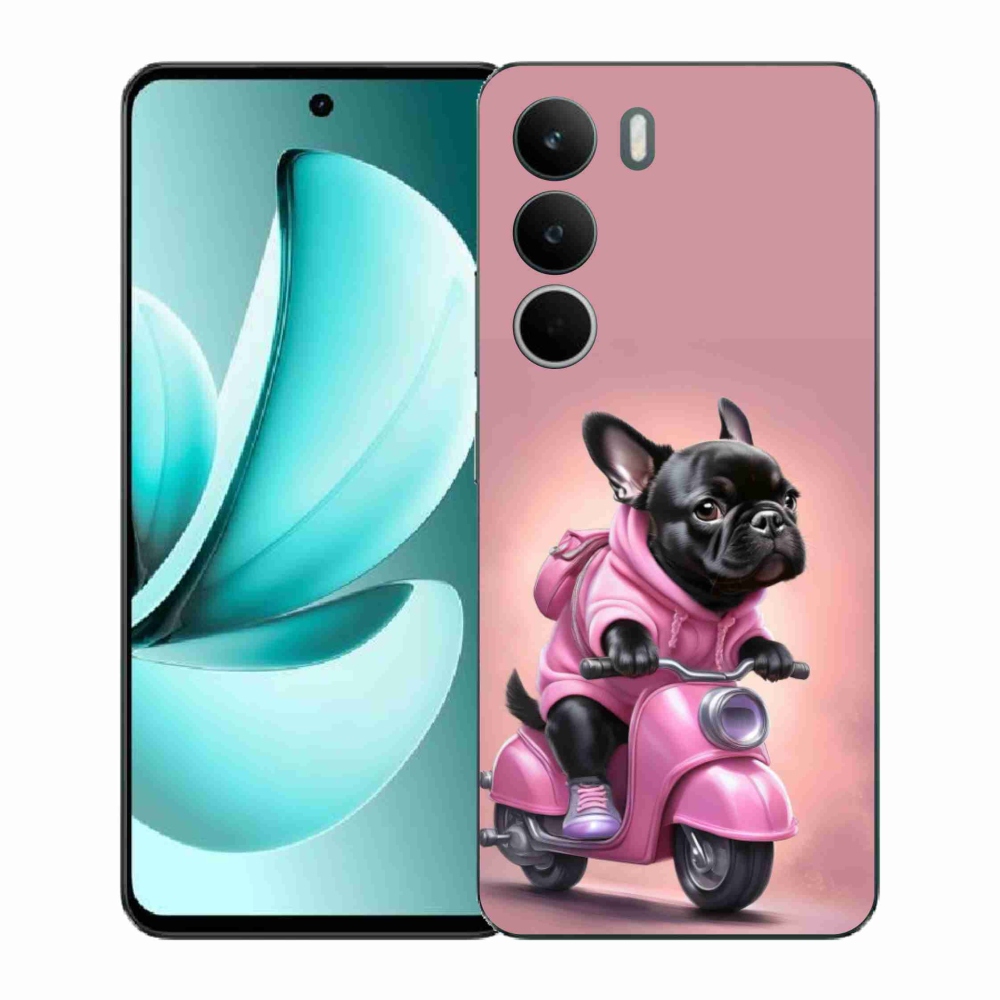 Gelový kryt mmCase na Realme C71 - francouzský buldoček na skútru