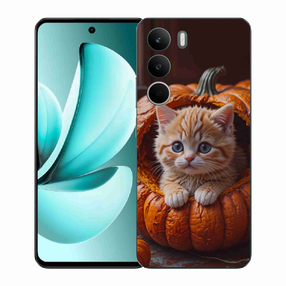 Gelový kryt mmCase na Realme C71 - kotě a dýně 2