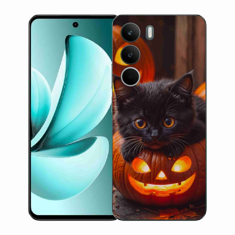 Gelový kryt mmCase na Realme C71 - kotě a dýně