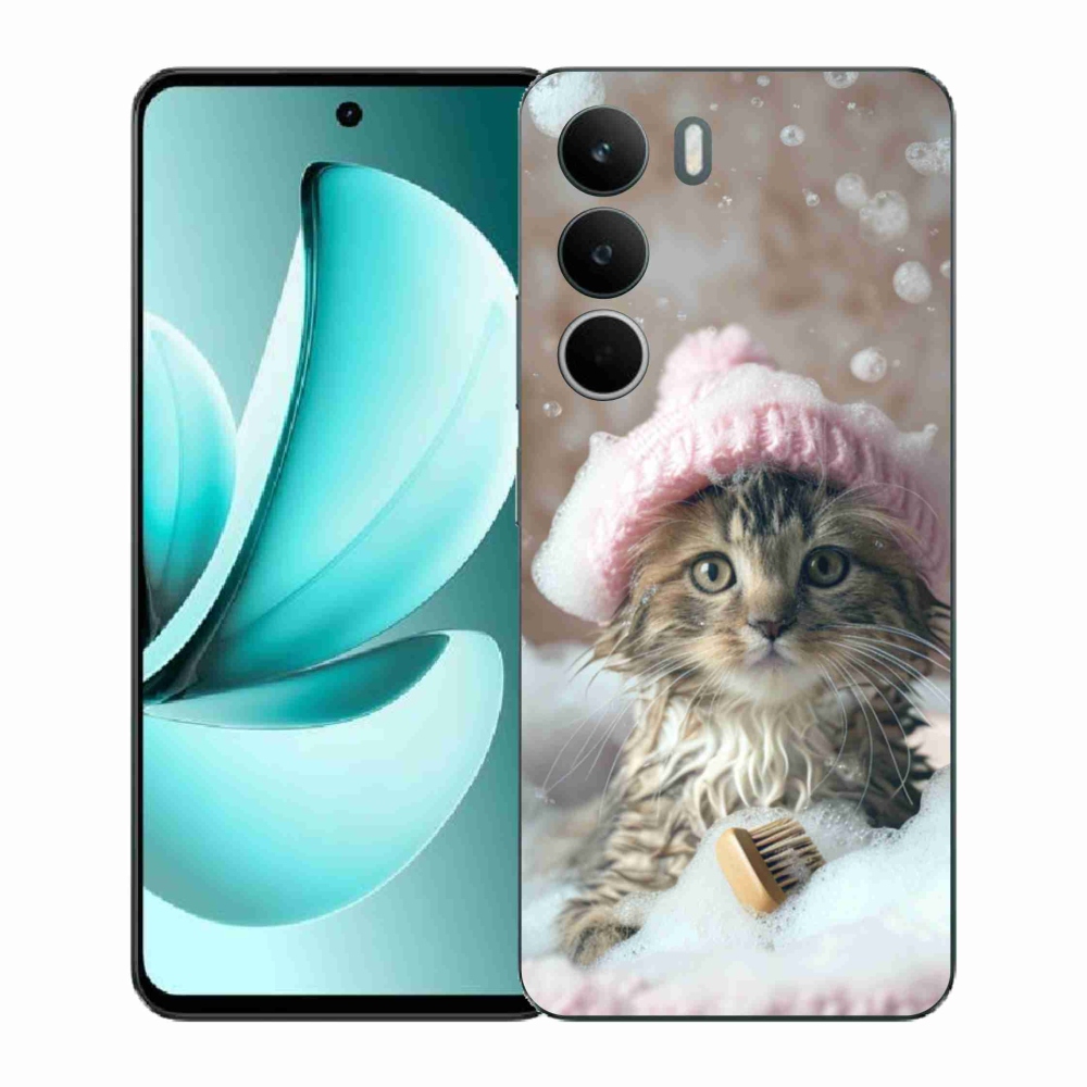 Gelový kryt mmCase na Realme C71 - kotě a koupel