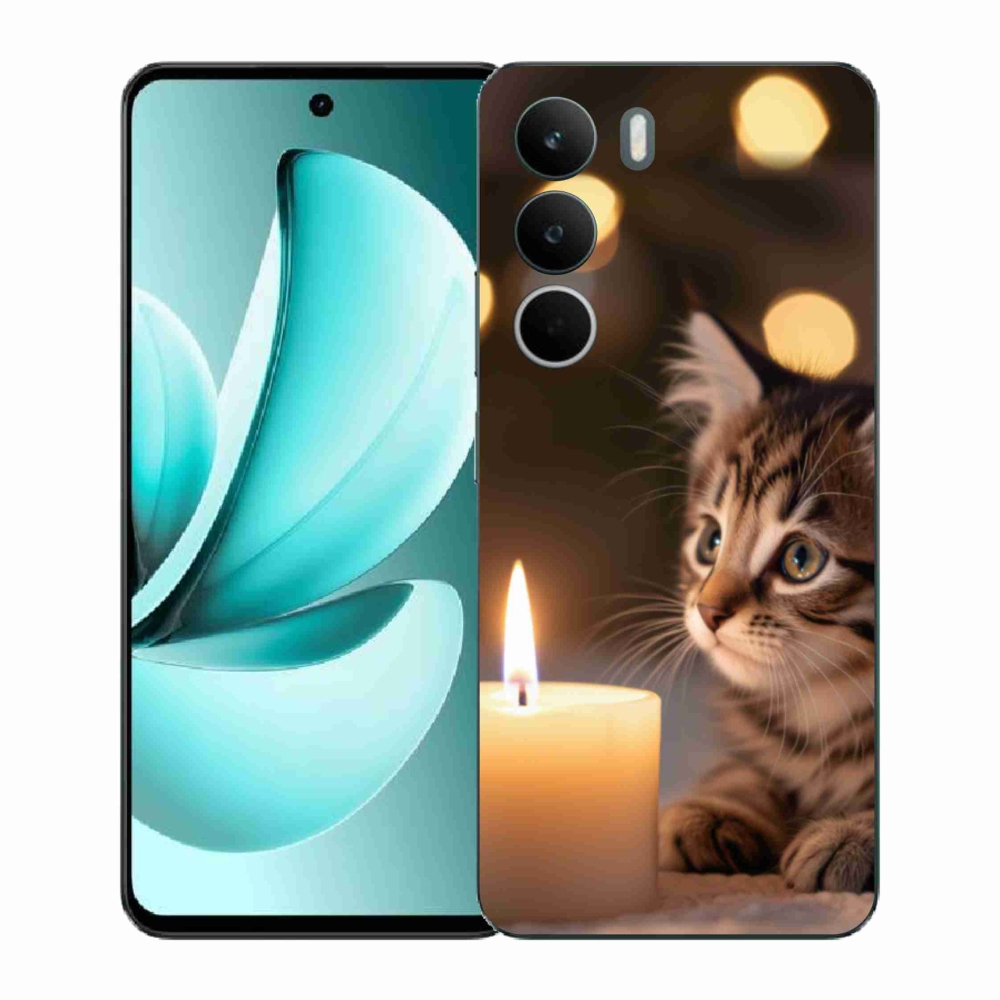 Gelový kryt mmCase na Realme C71 - kotě a svíčka