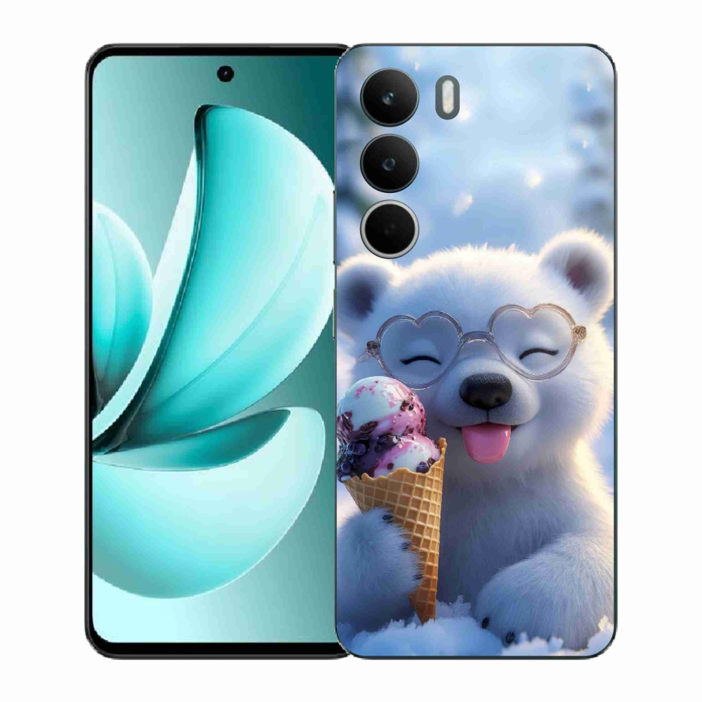 Gelový kryt mmCase na Realme C71 - medvídek se zmrzlinou
