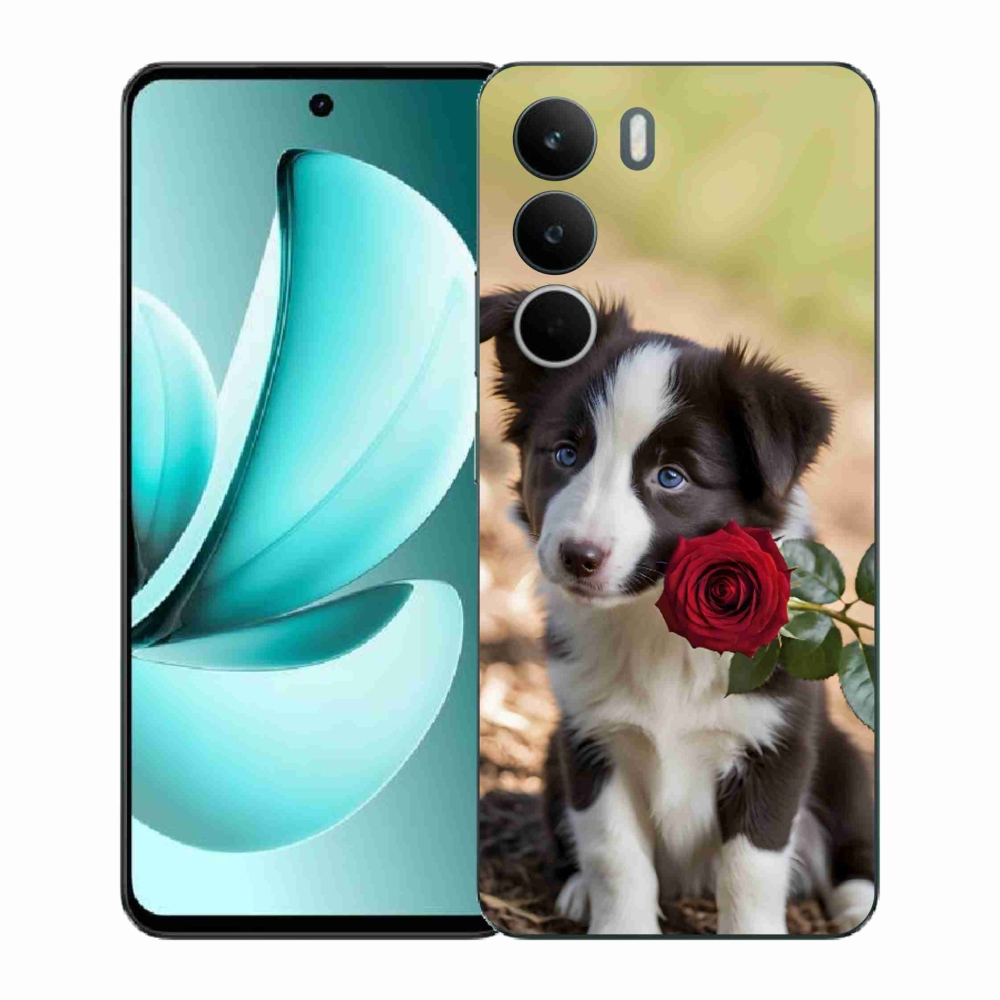 Gelový kryt mmCase na Realme C71 - roztomilá border kolie s růží