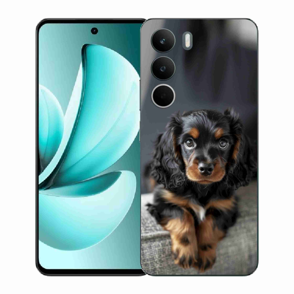 Gelový kryt mmCase na Realme C71 - roztomilý dlouhosrstý jezevčík