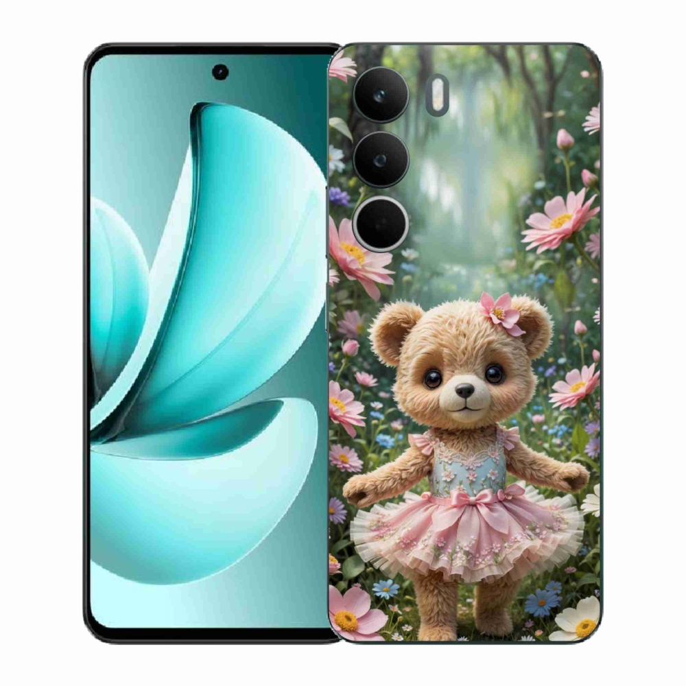 Gelový kryt mmCase na Realme C71 - roztomilý medvídek v květinách
