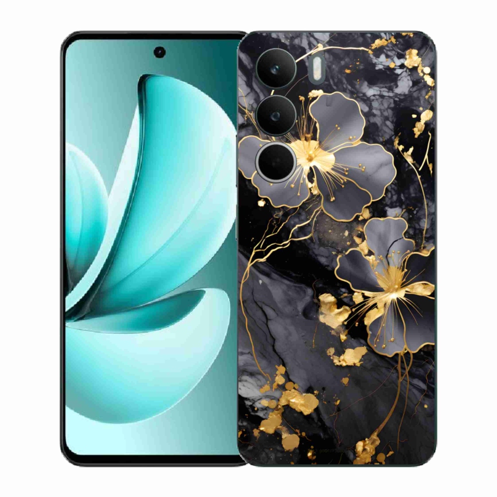 Gelový kryt mmCase na Realme C71 - zlaté květy