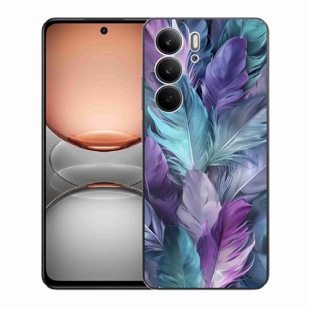 Gelový kryt mmCase na Realme C75 - barevné peří 2