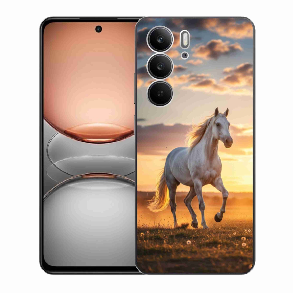 Gelový kryt mmCase na Realme C75 - běžící bílý kůň 2