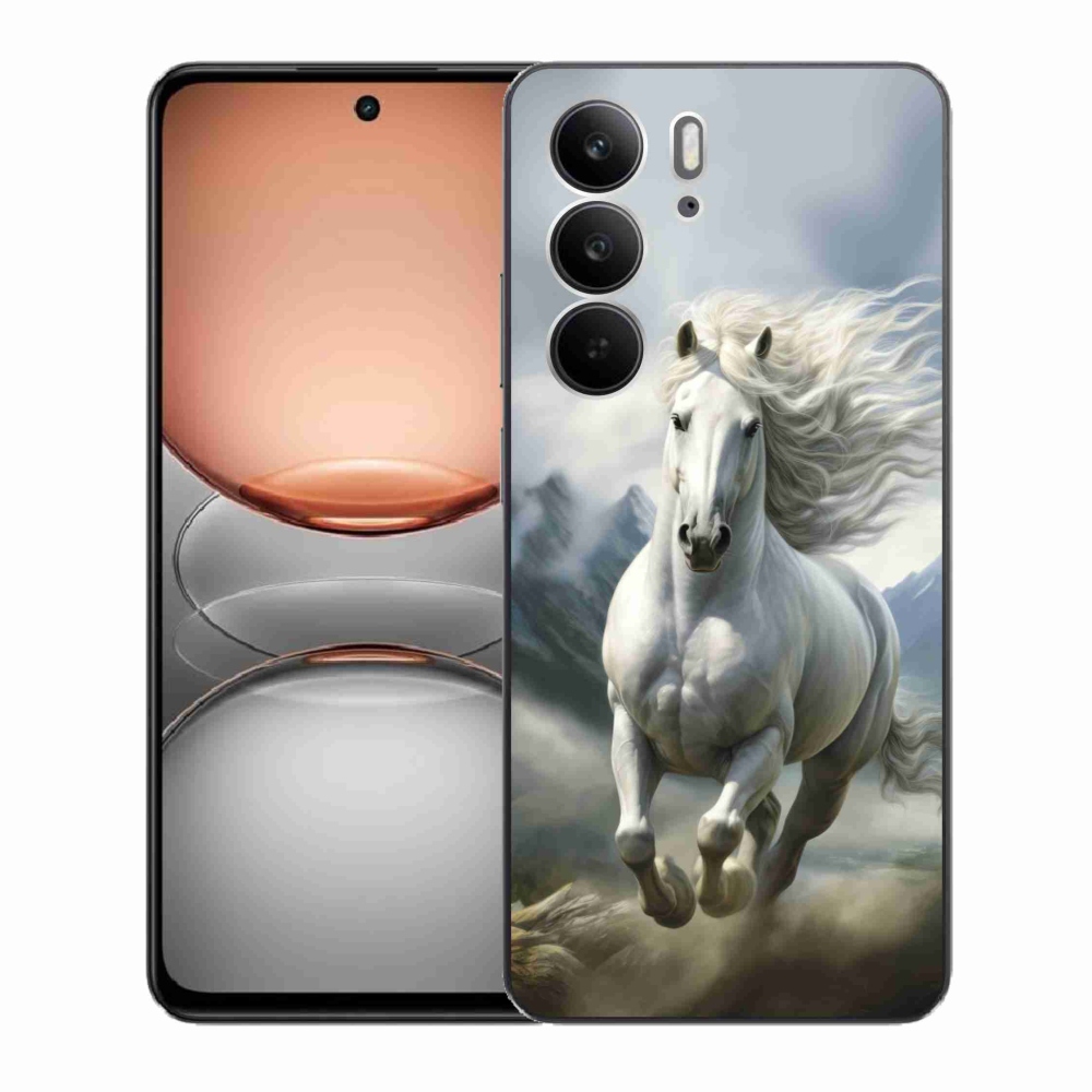 Gelový kryt mmCase na Realme C75 - běžící bílý kůň 3