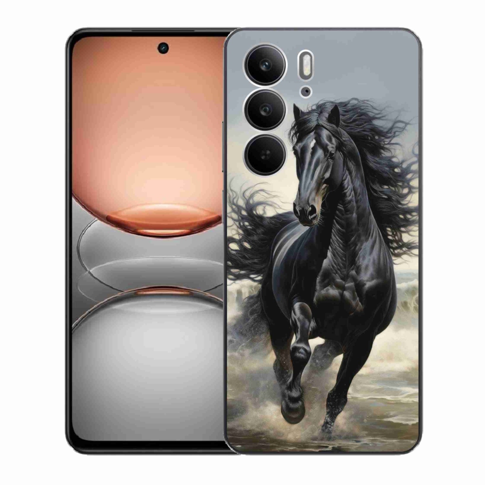 Gelový kryt mmCase na Realme C75 - běžící černý kůň