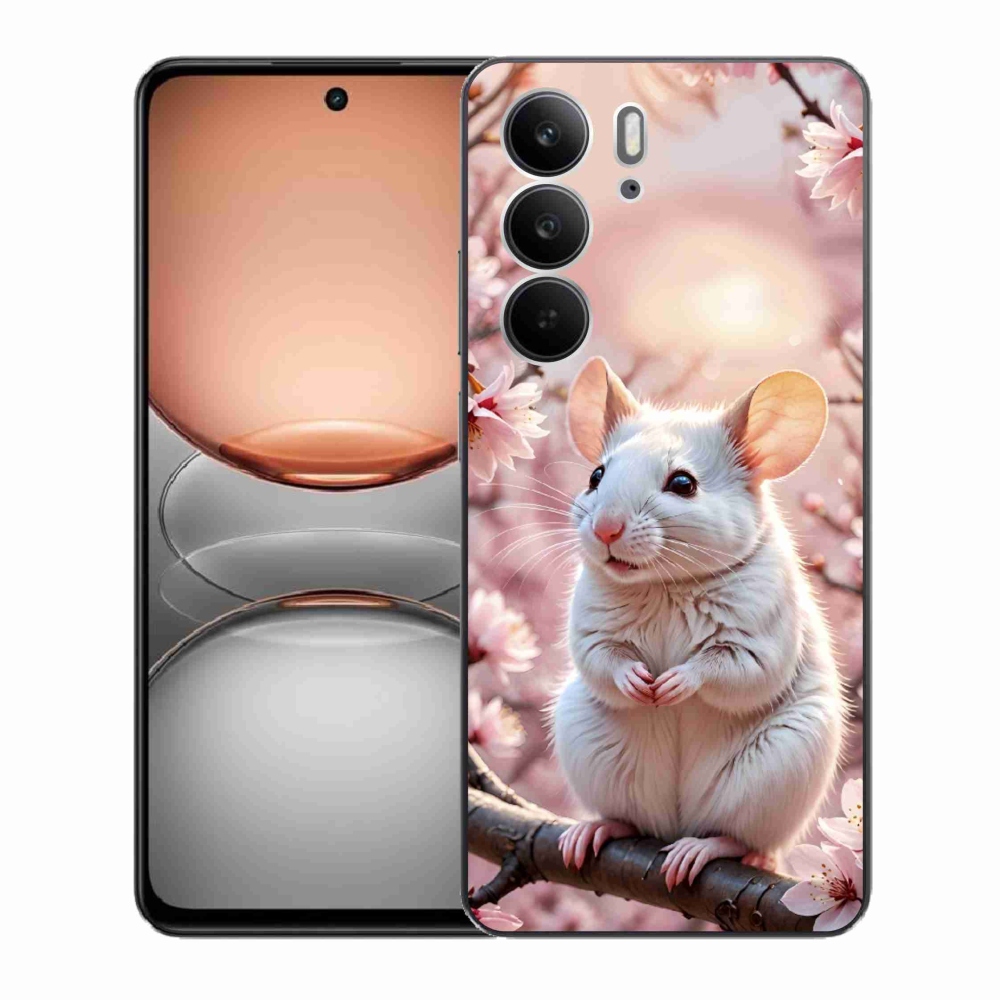 Gelový kryt mmCase na Realme C75 - bílá myš na větvi