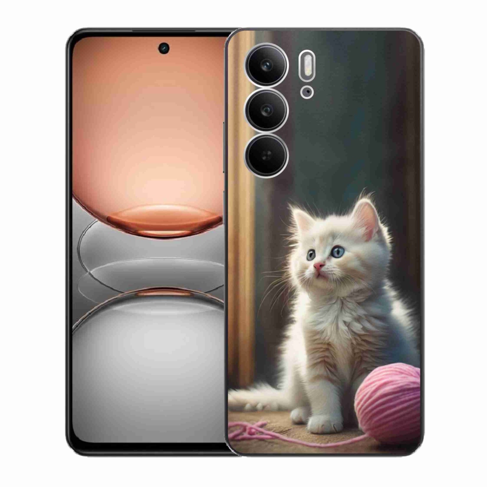 Gelový kryt mmCase na Realme C75 - bílé kotě 2