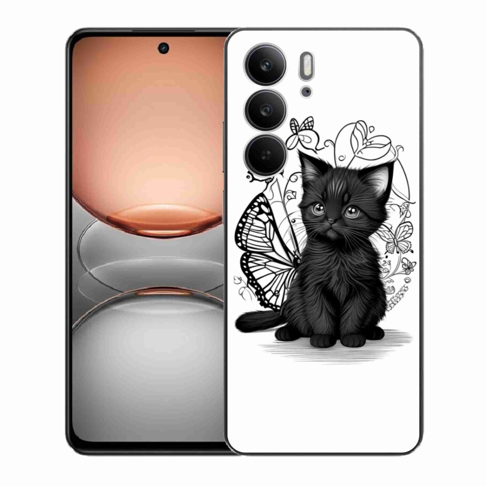Gelový kryt mmCase na Realme C75 - černé kotě