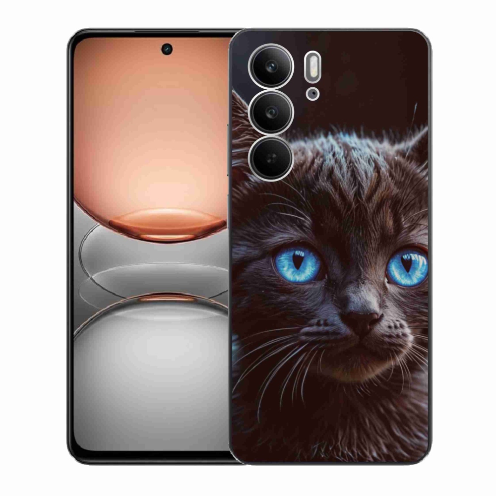 Gelový kryt mmCase na Realme C75 - černé kotě 2