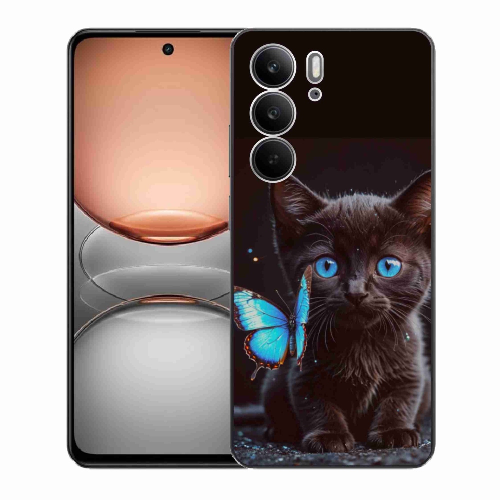 Gelový kryt mmCase na Realme C75 - černé kotě 3
