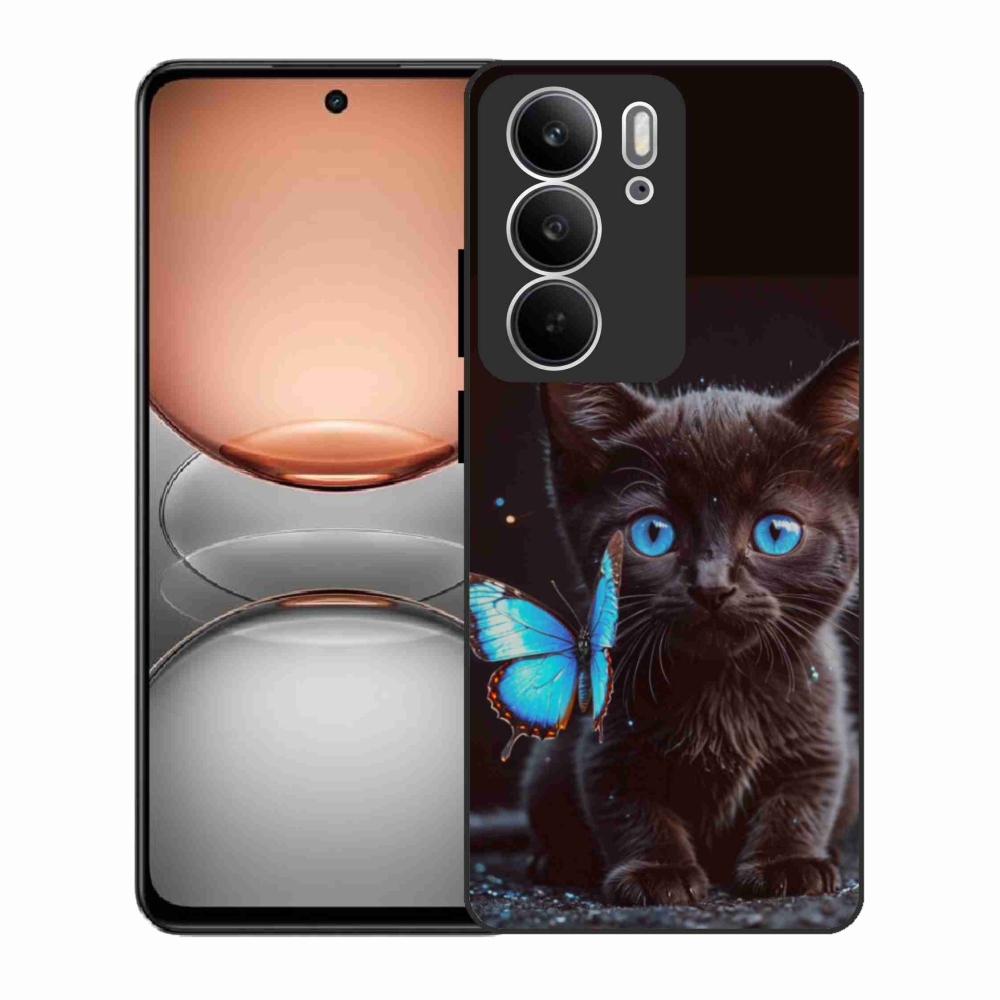 Gelový kryt mmCase na Realme C75 - černé kotě 3