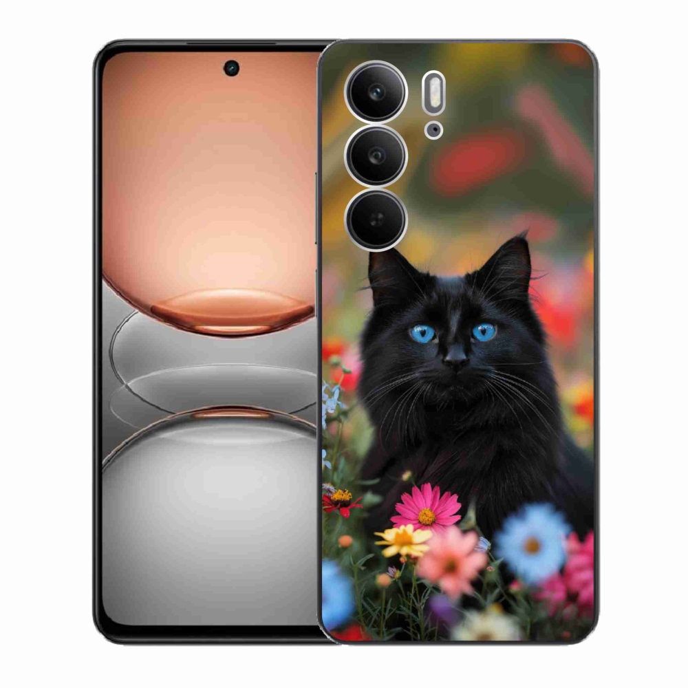 Gelový kryt mmCase na Realme C75 - černé kotě 4