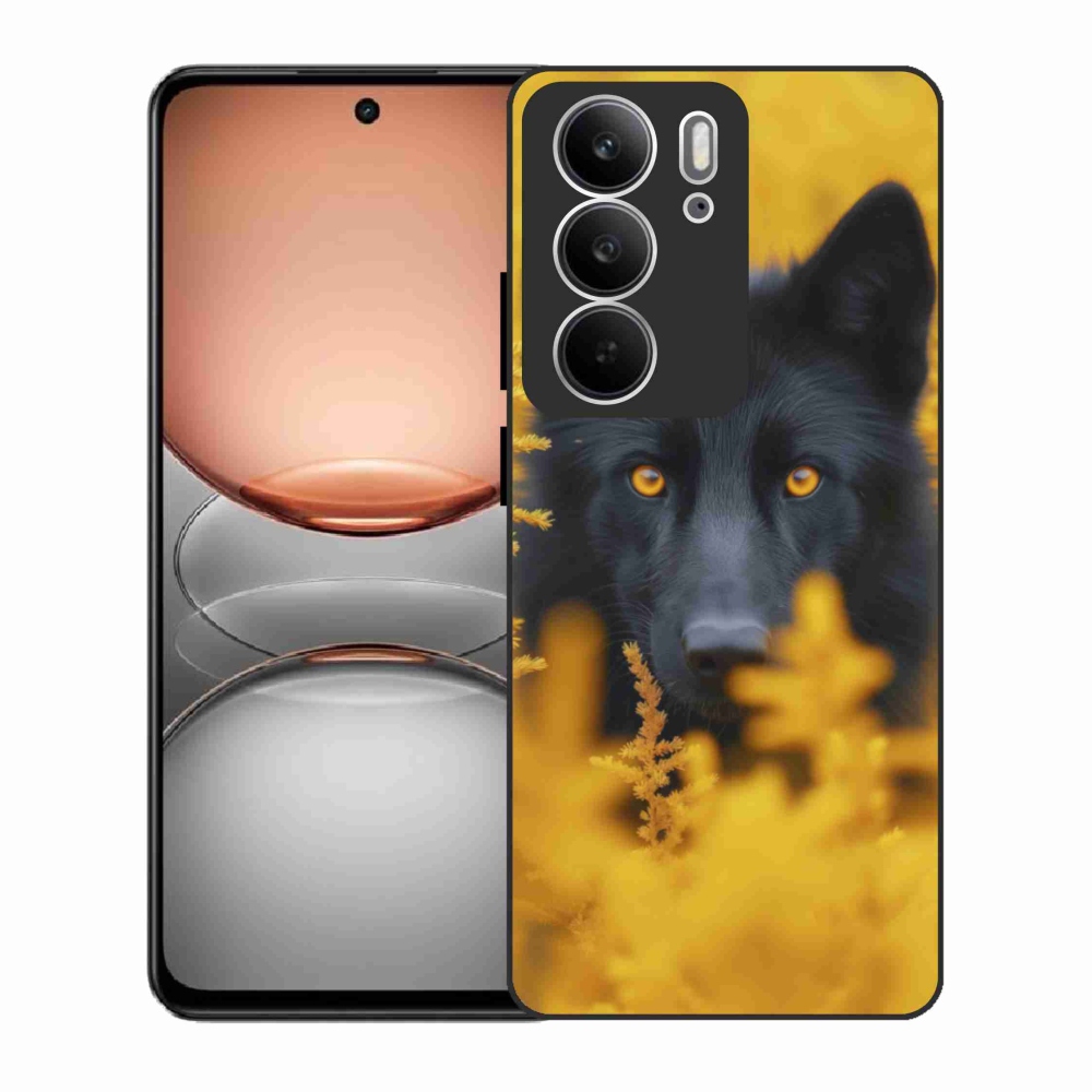 Gelový kryt mmCase na Realme C75 - černý vlk 2