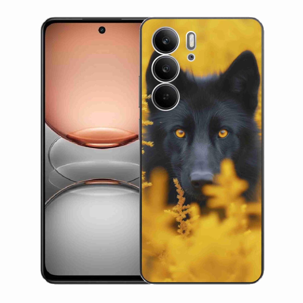 Gelový kryt mmCase na Realme C75 - černý vlk 2