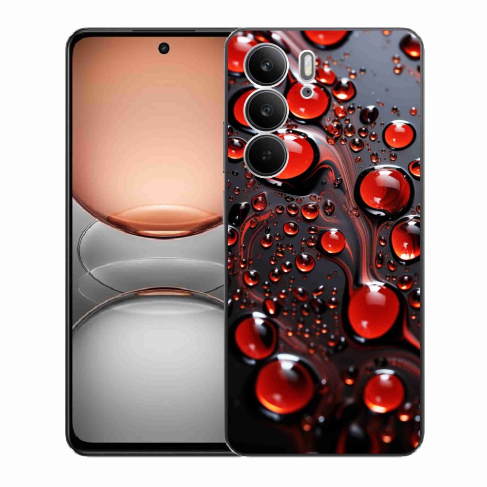 Gelový kryt mmCase na Realme C75 - červené kapky 2