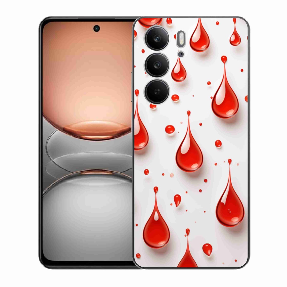 Gelový kryt mmCase na Realme C75 - červené kapky