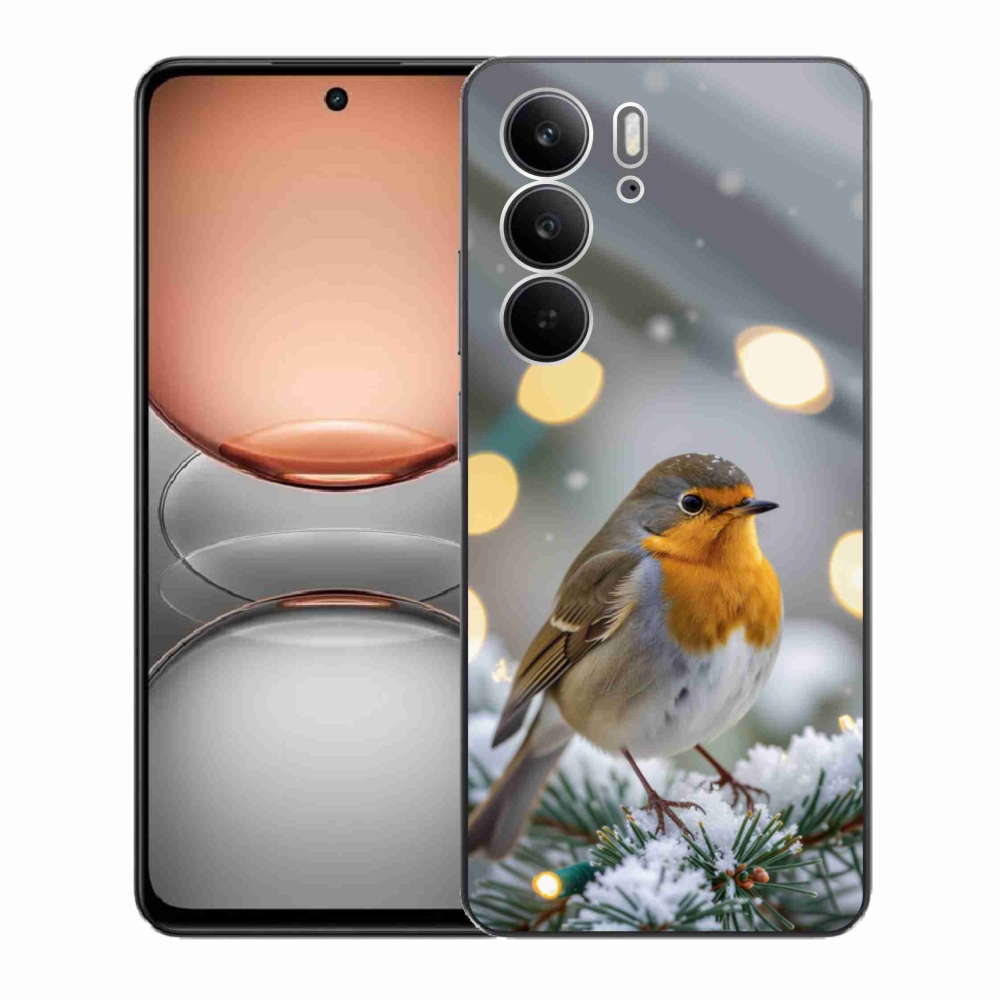 Gelový kryt mmCase na Realme C75 - červenka v zimě