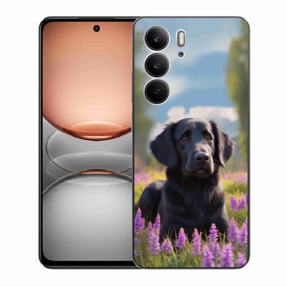 Gelový kryt mmCase na Realme C75 - elegantní černý retrívr