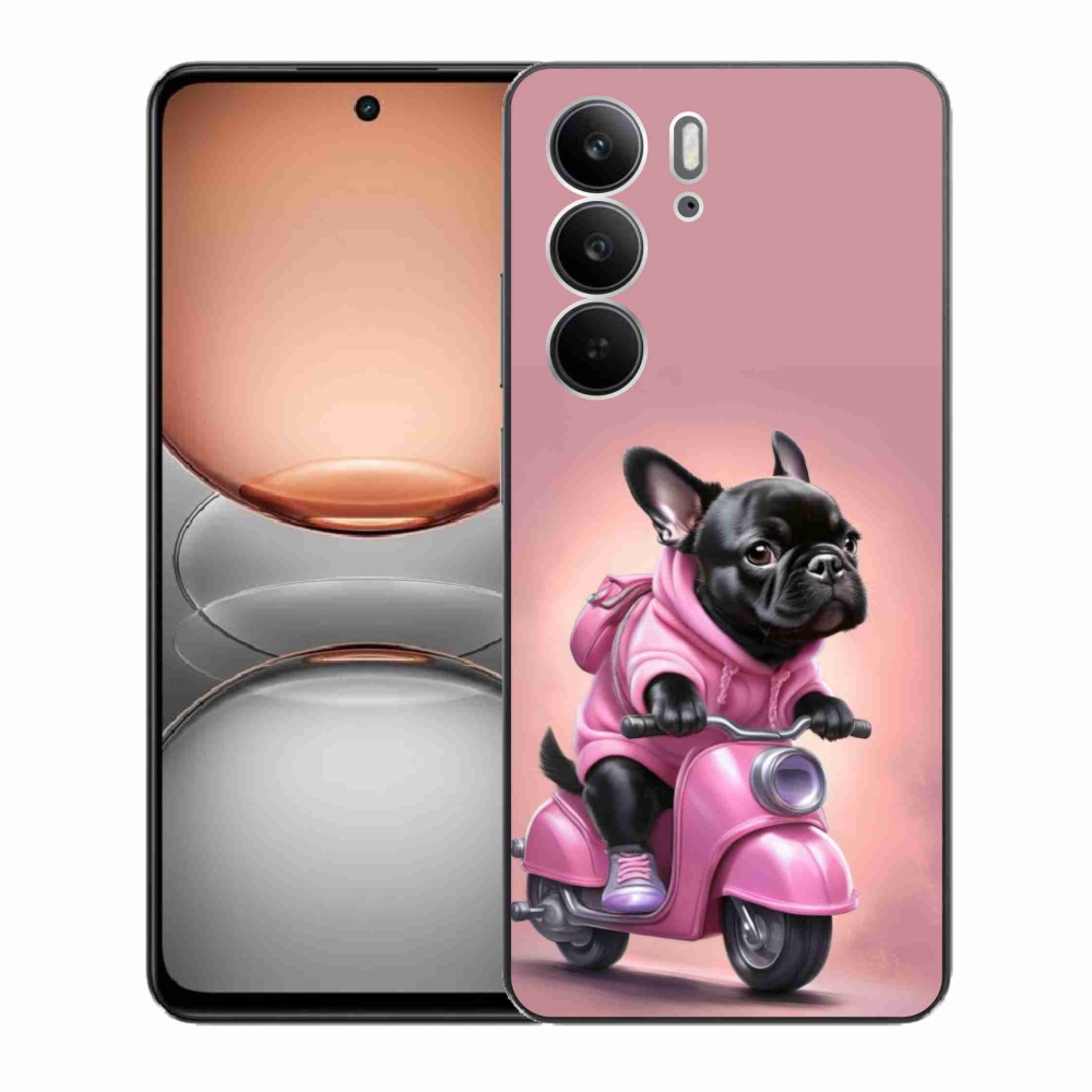 Gelový kryt mmCase na Realme C75 - francouzský buldoček na skútru