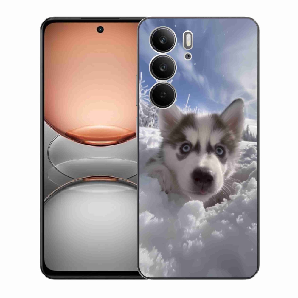Gelový kryt mmCase na Realme C75 - husky ve sněhu