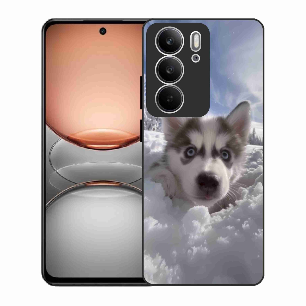 Gelový kryt mmCase na Realme C75 - husky ve sněhu