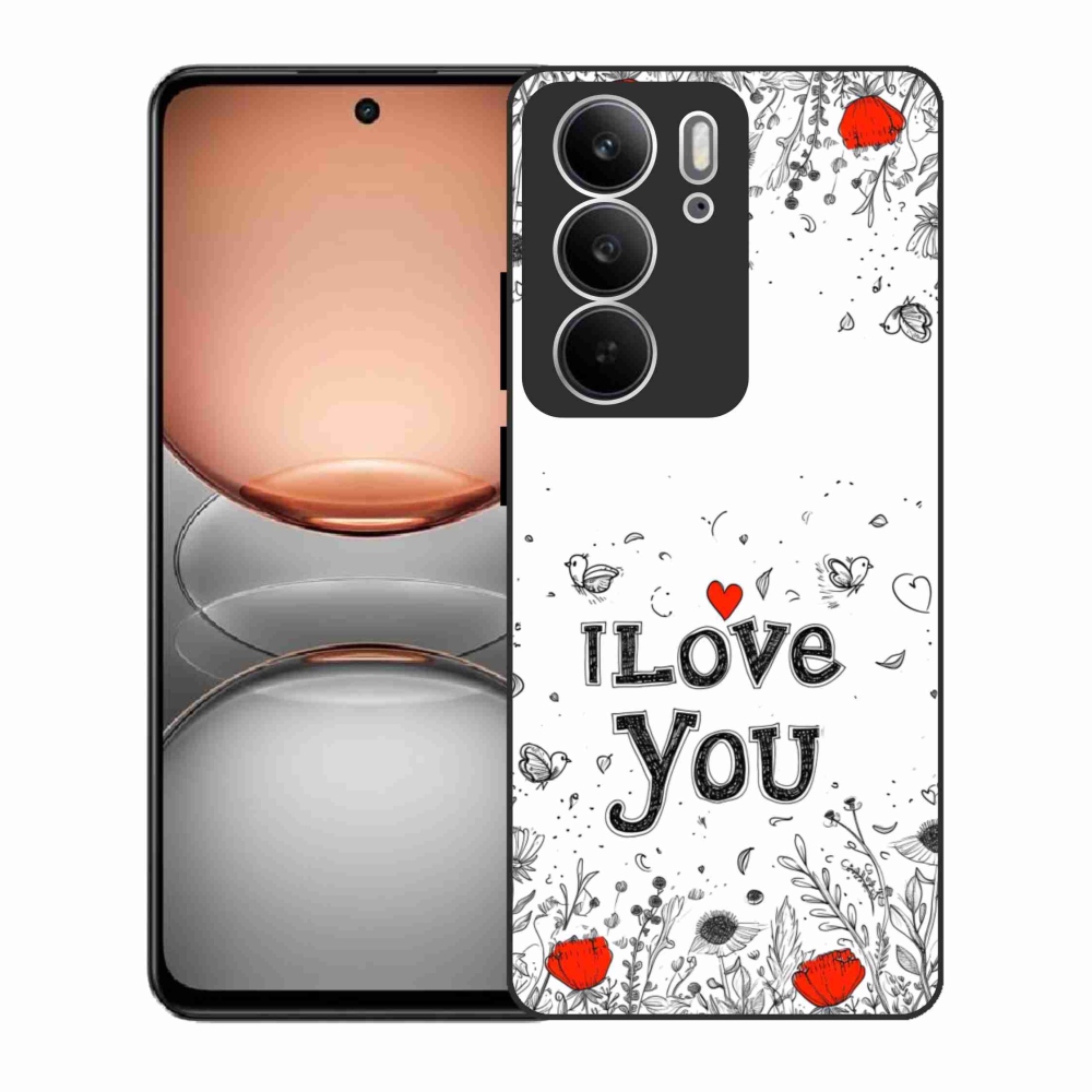 Gelový kryt mmCase na Realme C75 - I love you bílé pozadí