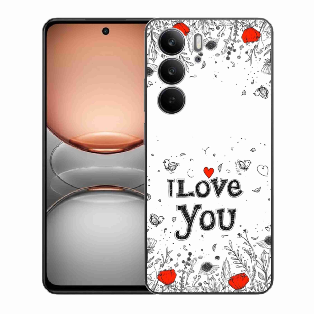 Gelový kryt mmCase na Realme C75 - I love you bílé pozadí