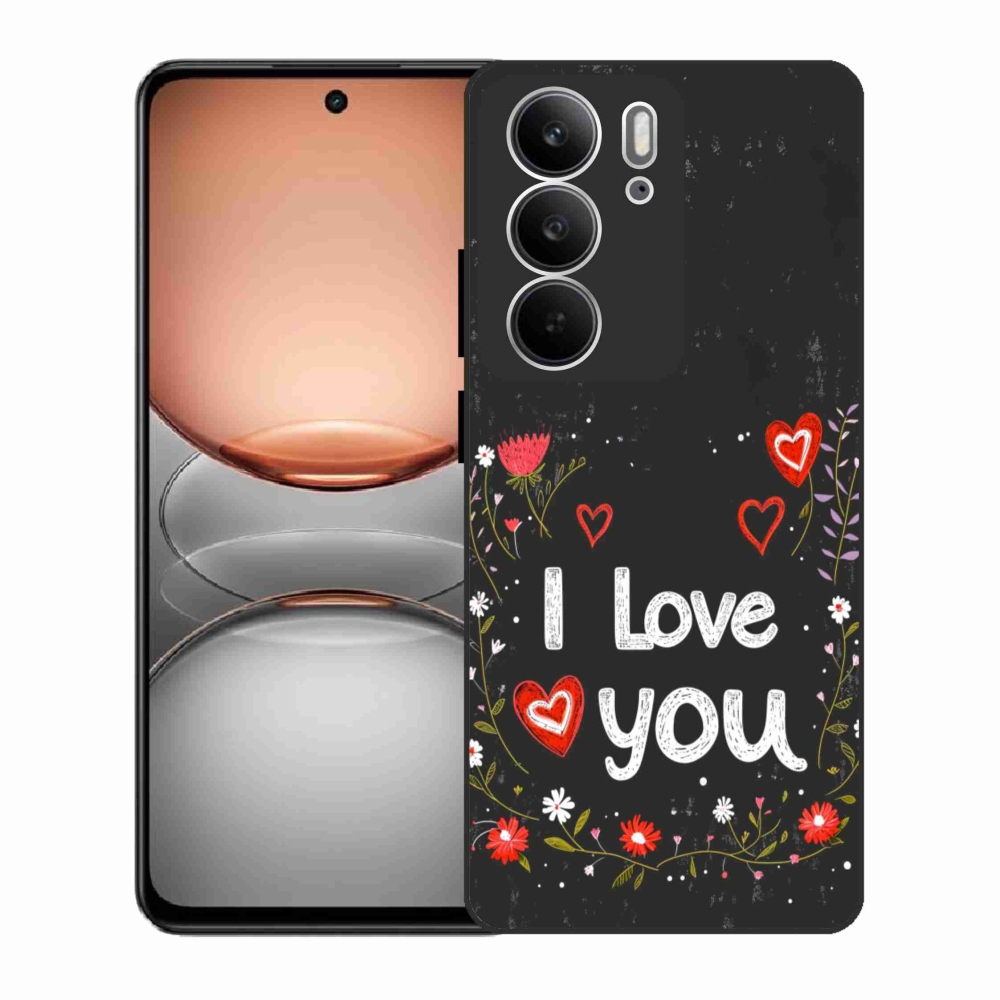 Gelový kryt mmCase na Realme C75 - I love you černé pozadí