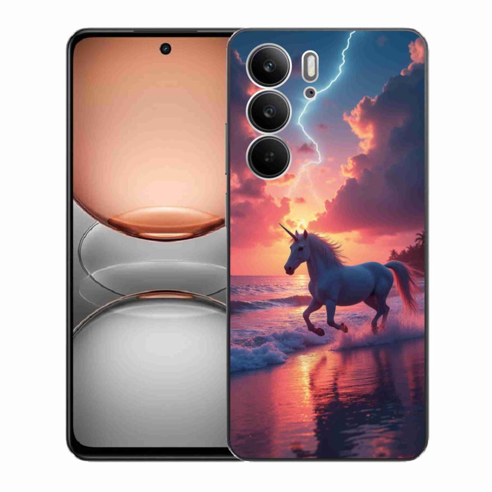 Gelový kryt mmCase na Realme C75 - jednorožec na pláži