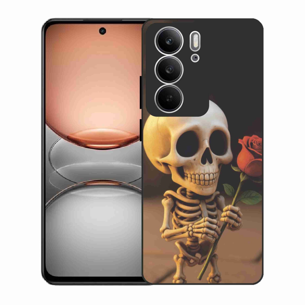 Gelový kryt mmCase na Realme C75 - kostlivec s růží