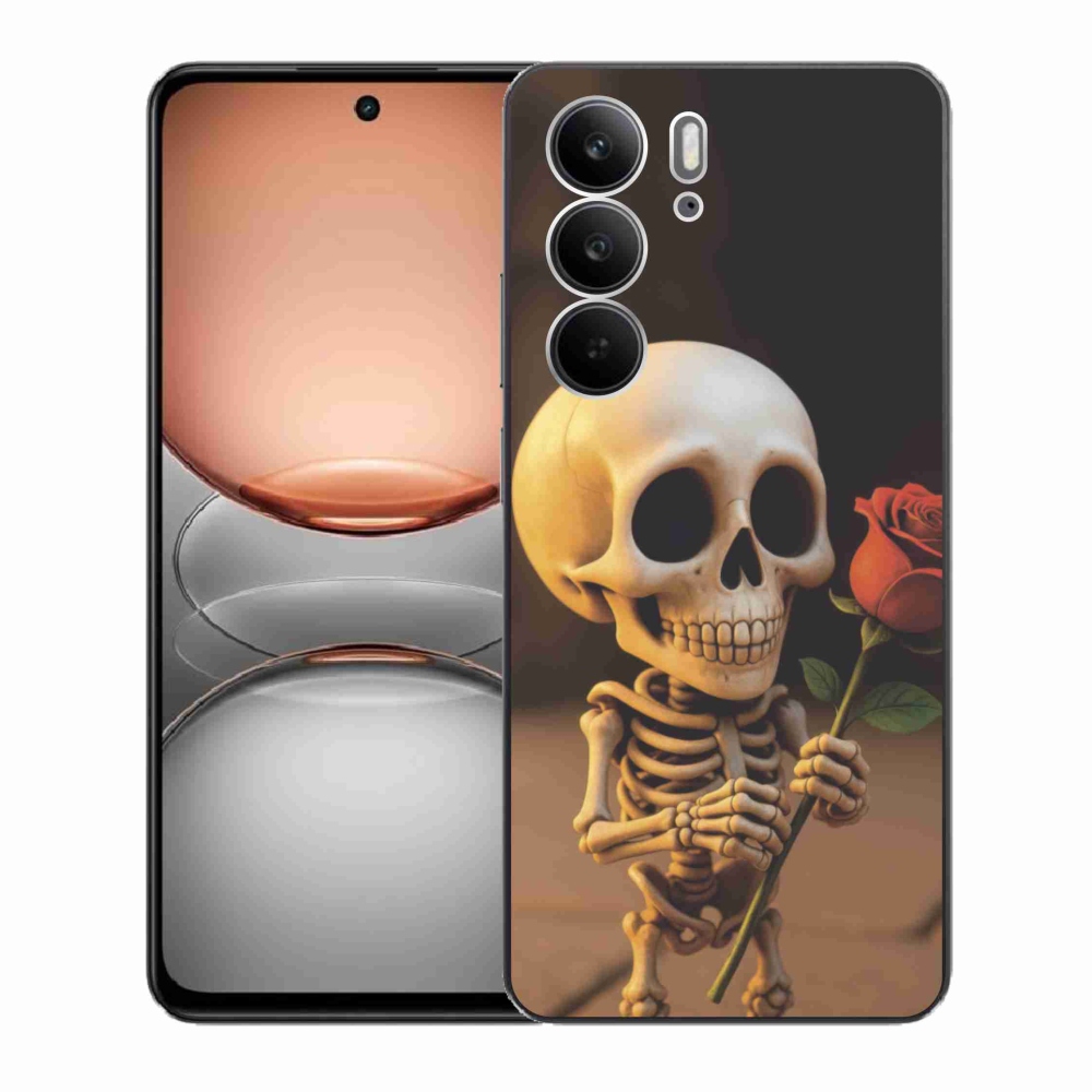 Gelový kryt mmCase na Realme C75 - kostlivec s růží