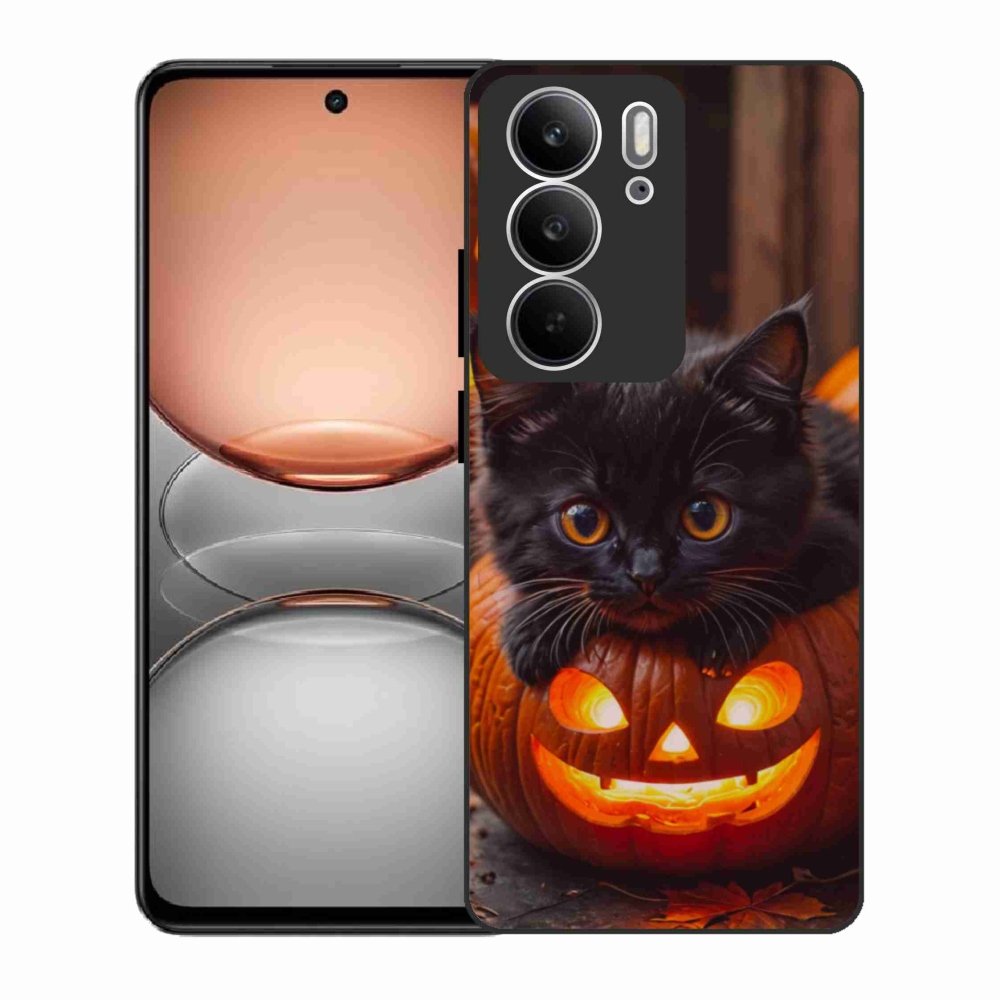 Gelový kryt mmCase na Realme C75 - kotě a dýně