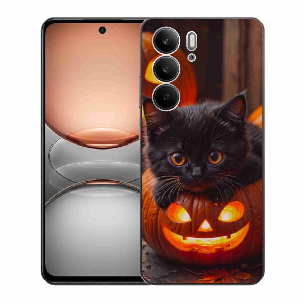 Gelový kryt mmCase na Realme C75 - kotě a dýně