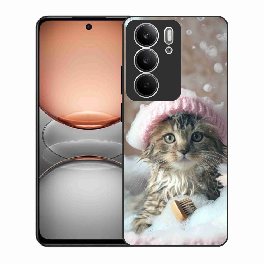 Gelový kryt mmCase na Realme C75 - kotě a koupel