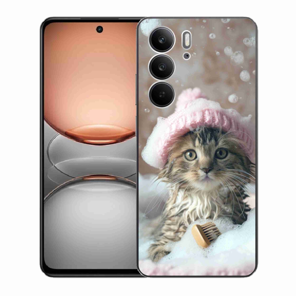 Gelový kryt mmCase na Realme C75 - kotě a koupel