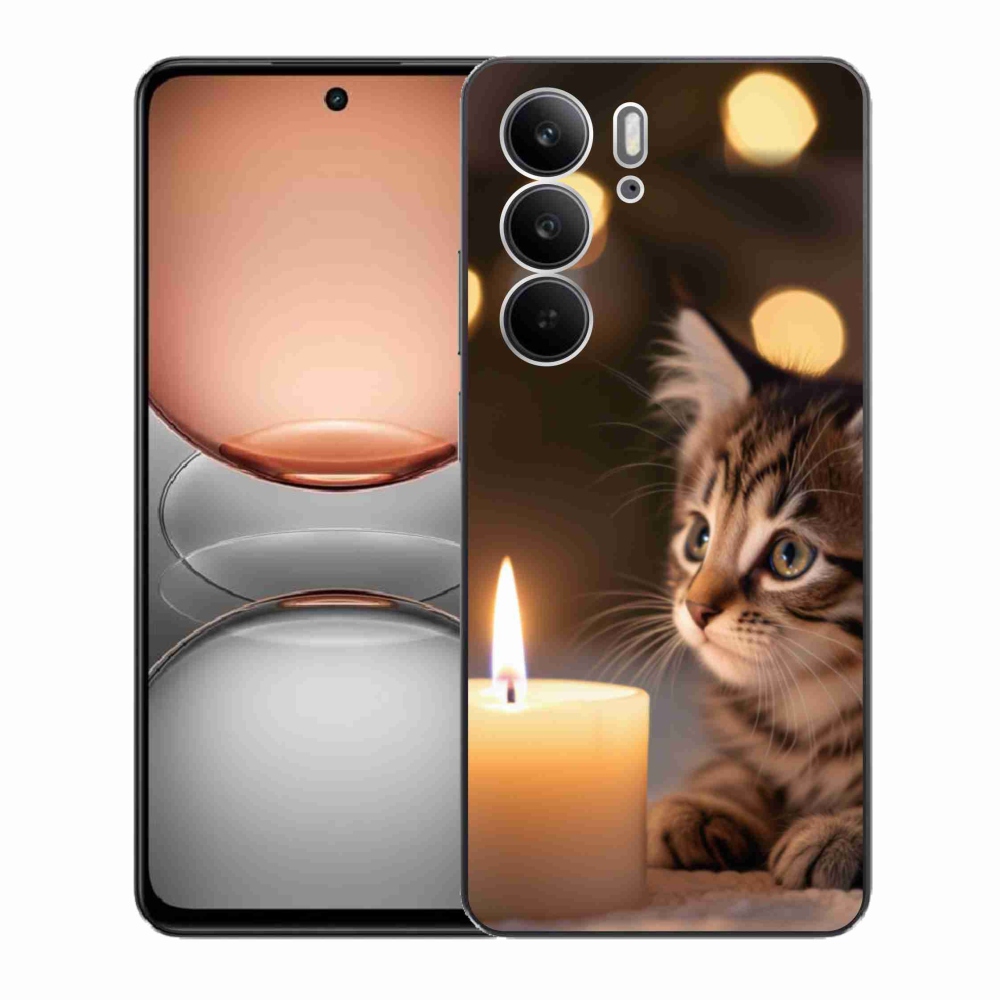 Gelový kryt mmCase na Realme C75 - kotě a svíčka