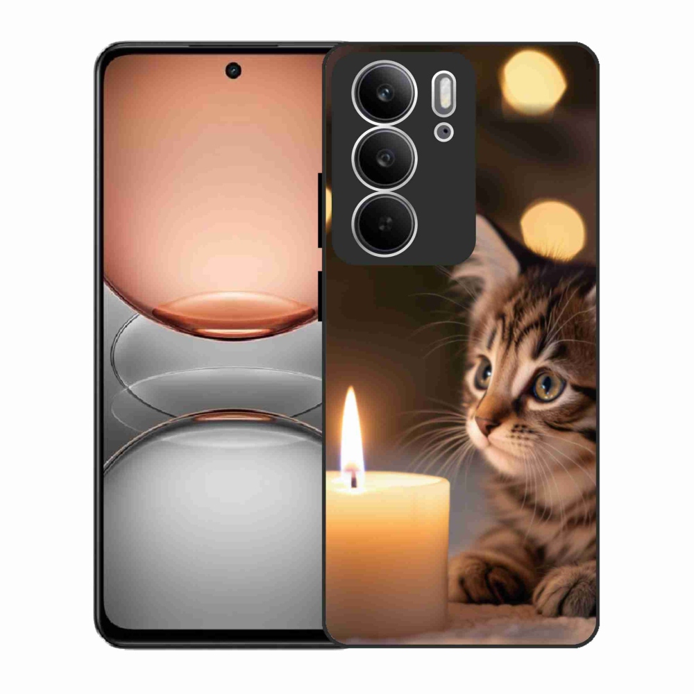 Gelový kryt mmCase na Realme C75 - kotě a svíčka