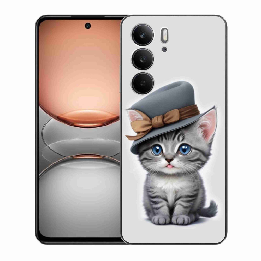 Gelový kryt mmCase na Realme C75 - kotě s kloboukem